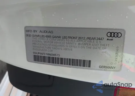 2021 Audi S5 Premium Plus Tfsi Quattro Tiptronic из США, поврежденный, VIN WAUP4AF51MA006513